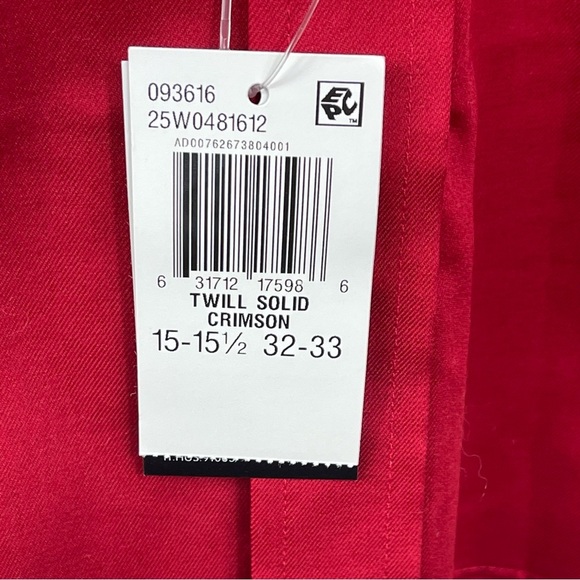 NWT Chaps Men’s Classic Fit Twill Long Sleeve Button down Shirt Crimson - Picture 6 of 8